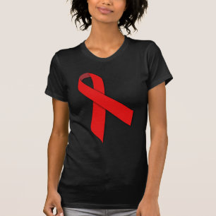 Rotes solidaritäts-Band der Leute, die mit AIDS T-Shirt