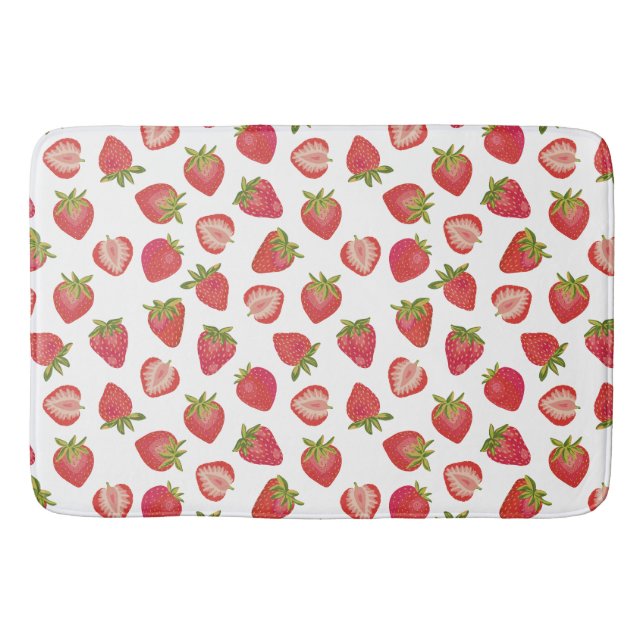 Rotes Sommer-Erdbeermuster Badematte (Vorderseite)