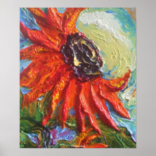 Rotes Sonnenblume-Kunst-Plakat Poster