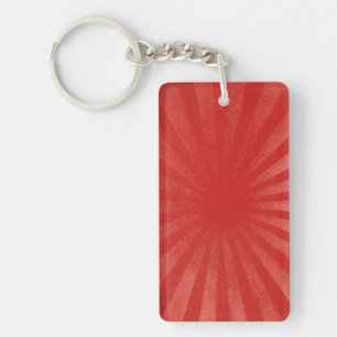 Rotes Sonnenstrahl-Hintergrund – Vintage-Retro-Tex Schlüsselanhänger