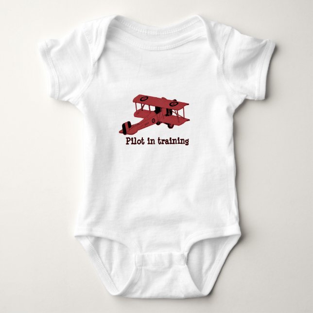 rotes Spielzeugdoppeldecker-Baby-Shirt Baby Strampler (Vorderseite)