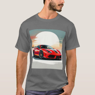 Rotes Sportauto Sonnenuntergang Geschwindigkeit Be T-Shirt