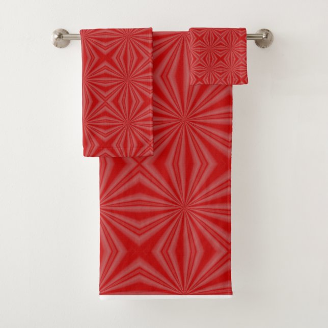 Rotes Squiggly Squares-Fraktal Badhandtuch Set (Insitu)