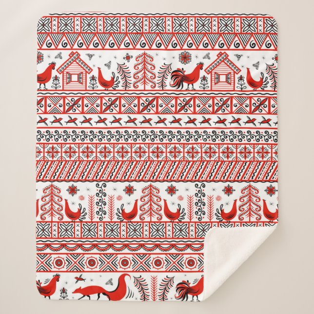 Rotes Stammesmuster Sherpadecke (Vorderseite)