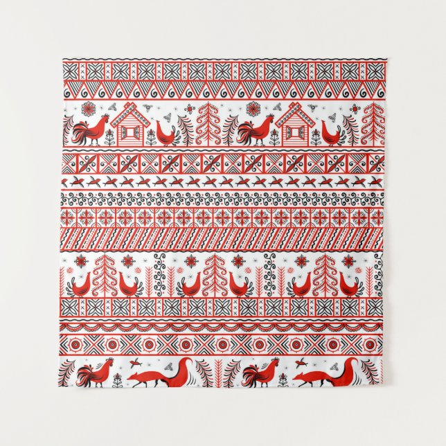 Rotes Stammesmuster Wandteppich (Vorderseite)