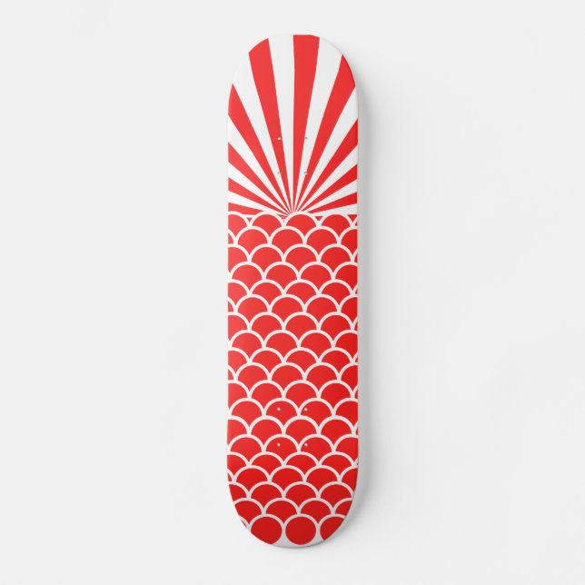 Rotes steigendes japanisches inspiriertes Muster Skateboard (Vorderseite)