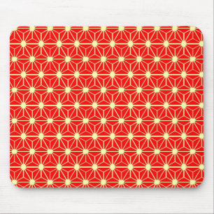 rotes Sternmuster mit gelber Linie Mousepad