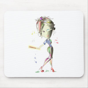 Rotes Stilett-Mädchen spielt Baseball! Kunst Mousepad
