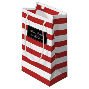 Rotes Streifen-Muster personalisiert Kleine Geschenktüte