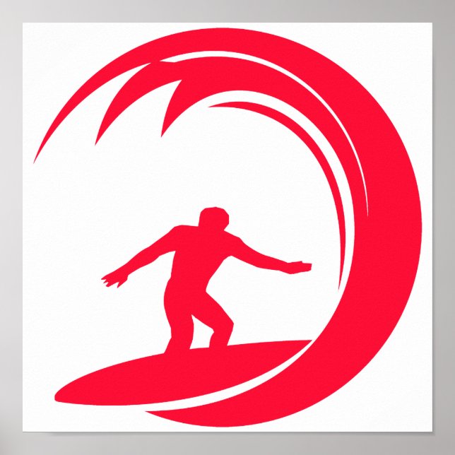 Rotes Surfen Poster (Vorne)