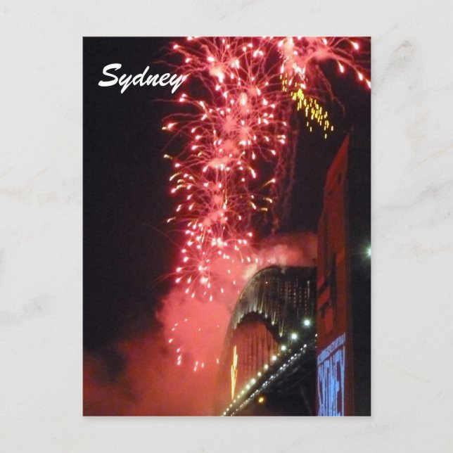 Rotes Sydney-Feuerwerk Feiertagspostkarte (Vorderseite)