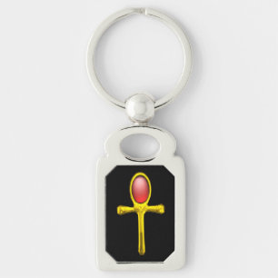 ROTES TALISMAN,GOLDEN ANKH Symbol des ewigen Leben Schlüsselanhänger