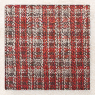 Rotes Tartan-Gewebe: Texturierter Hintergrund Glasuntersetzer