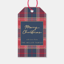 Rotes Tartan Karierte Imitate Gold Elegante Geschenkanhänger