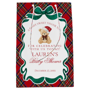 Rotes Tartan-Karo-Weihnachtsbär-Baby-Party-Geschen Mittlere Geschenktüte