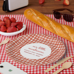 Rotes Tartan-Picknick-Herbst-Baby-Party Pappteller