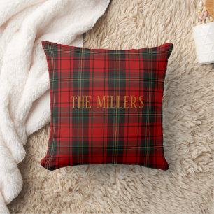 Rotes Tartan-Schottenkaro-Muster anpassbar Kissen