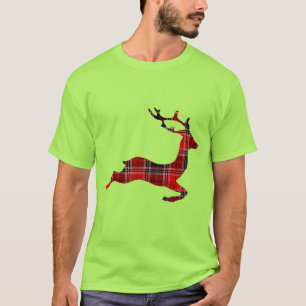 Rotes Tartanren Scottish-Weihnachten T-Shirt
