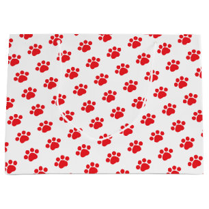 Rotes Tatzen-Druck-Muster Große Geschenktüte