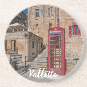 Rotes Telefonhäuschen in Valletta Malta Getränkeuntersetzer