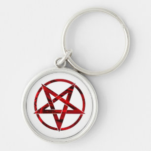 Rotes Teufel-Pentagramm Schlüsselanhänger
