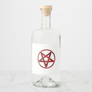 Rotes Teufels-Pentagramm Alkoholflaschenetikett