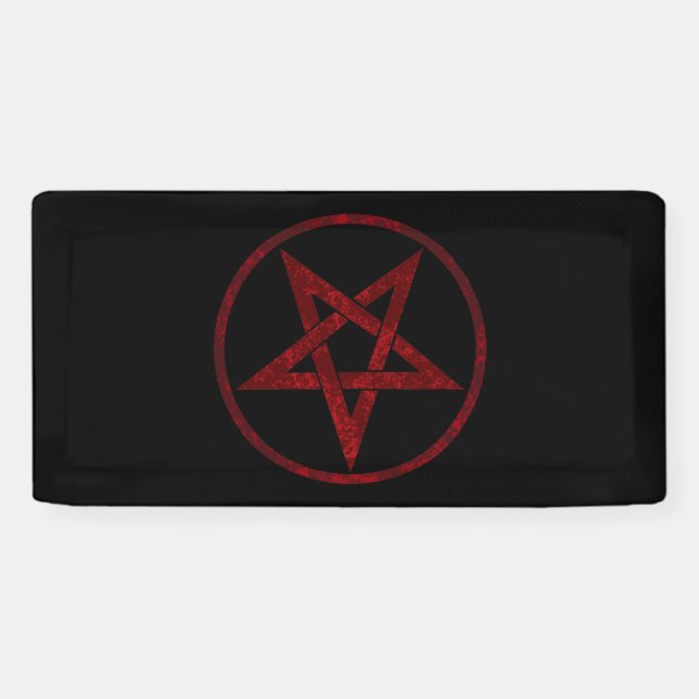 Rotes Teufels-Pentagramm Banner (Horizontal)