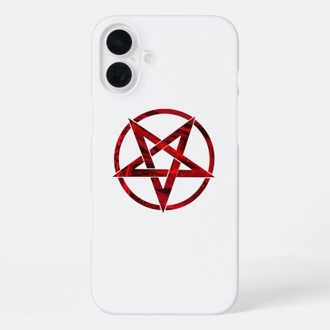 Rotes Teufelspentagramm iPhone 16 Plus Hülle (Rückseite)