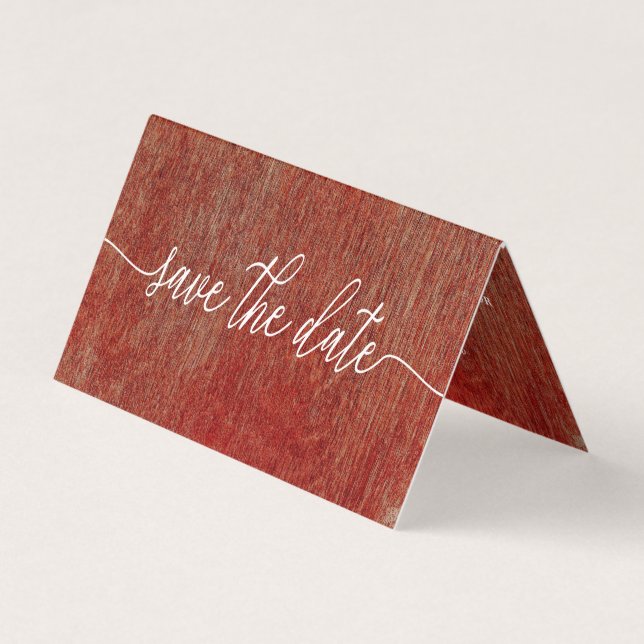 Rotes Textil, Foto Save the Date Karte (Vorderseite)