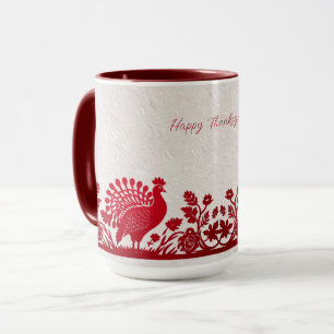 Rotes Thanksgiving Truthahn Blumen-Mug Tasse
