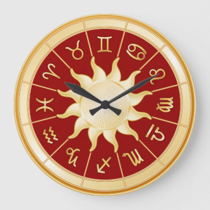 Rotes Tierkreis-Rad Große Wanduhr