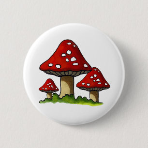 Rotes Toadtstools, Pilz: Freihändige Kunst Button