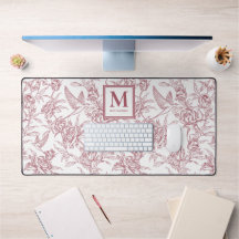 Rotes Toile de Jouy französisches Monogramm Name