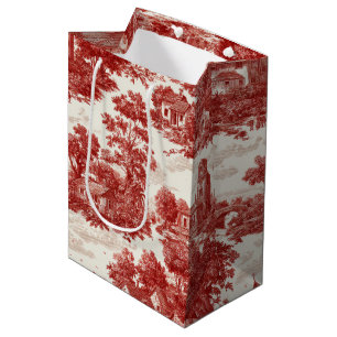 Rotes Toile-Landschaftsszene (8) Mittlere Geschenktüte