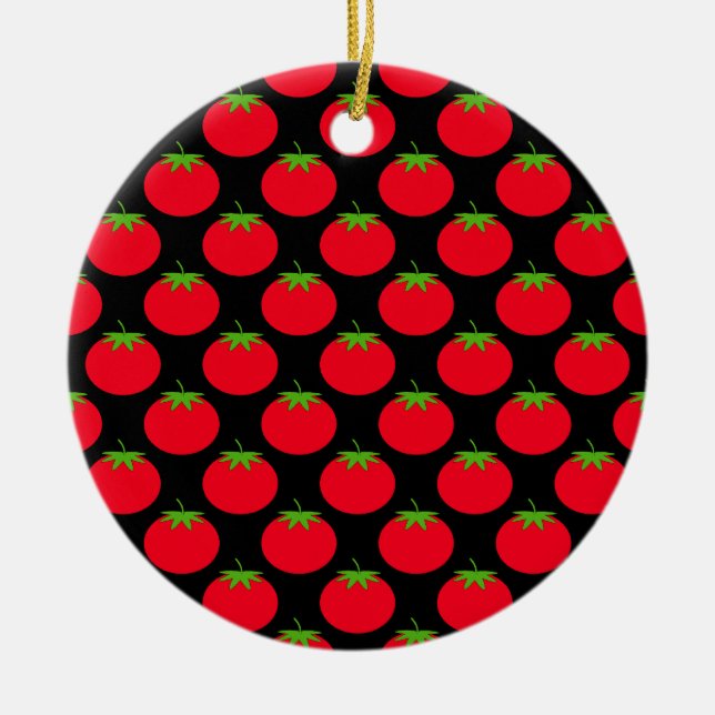Rotes Tomate-Muster Keramik Ornament (Vorne)