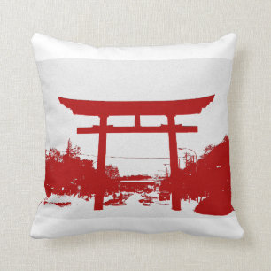 Rotes Torii Tor-Wurfs-Kissen Kissen