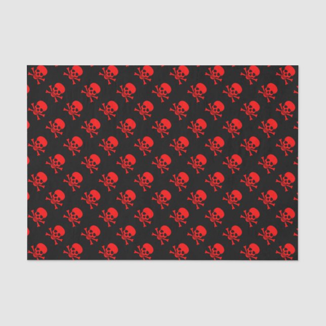 Rotes Totenkopf mit gekreuzter Knochen-Muster Seidenpapier (Vorderseite)
