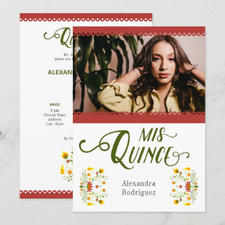 Rotes traditionelles mexikanisches Foto Quinceaner Einladung