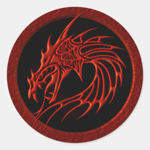ROTES TRIBAL DRAGON RUNDER AUFKLEBER