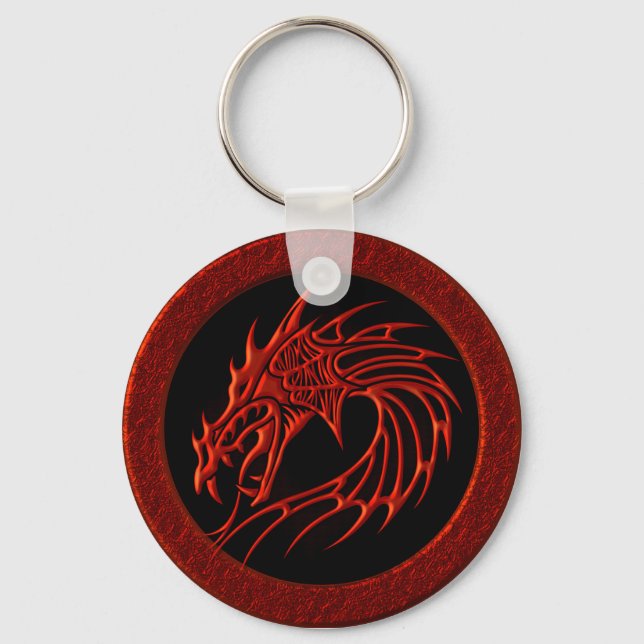 ROTES TRIBAL DRAGON SCHLÜSSELANHÄNGER (Vorderseite)