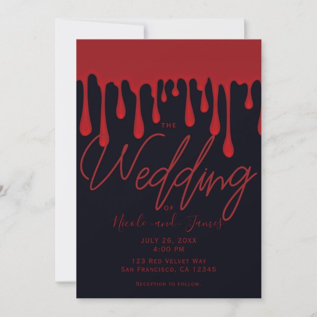 Rotes Tropfen Blut Tropfen Halloween Hochzeit Einladung (Vorderseite)