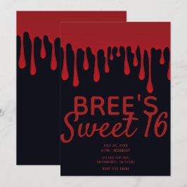 Rotes Tropfen Blut Tropfen Halloween Sweet 16 Part Einladung