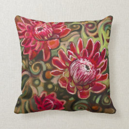 Rotes tropisches Blumenmuster-dekoratives Kissen