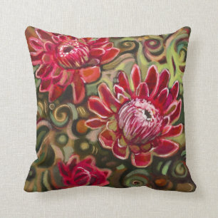 Rotes tropisches Blumenmuster-dekoratives Kissen