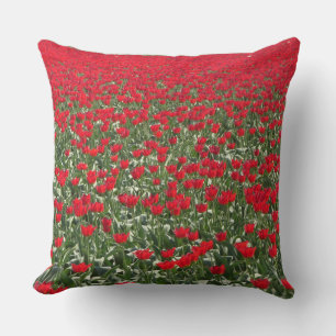 Rotes Tulips-Feldwirbel Kissen