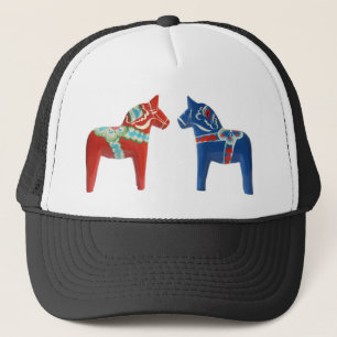 Rotes u. blaues Dala Pferd Truckerkappe