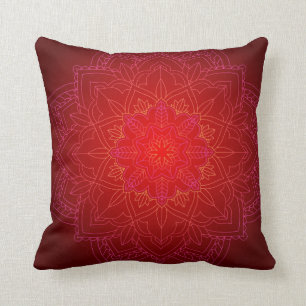 Rotes u. gelbes glühendes Mandala-Akzent-Kissen Kissen