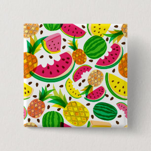 Rotes u. gelbes tropische Frucht-Muster Button