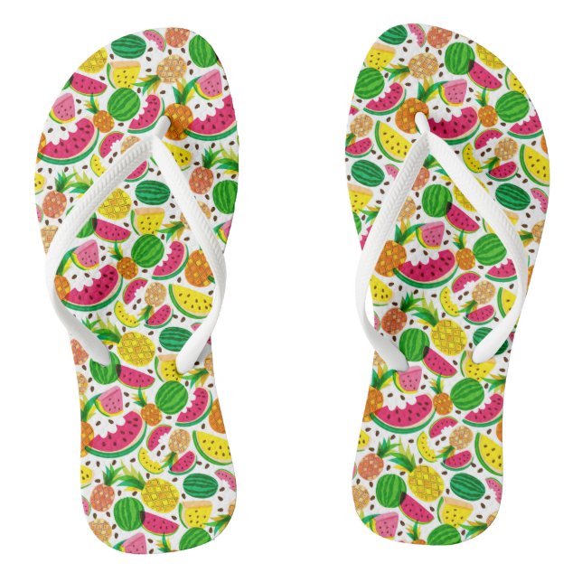 Rotes u. gelbes tropische Frucht-Muster Flip Flops (Fußbett)
