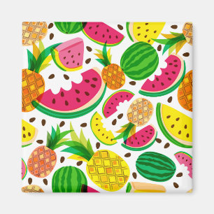 Rotes u. gelbes tropische Frucht-Muster Magnet